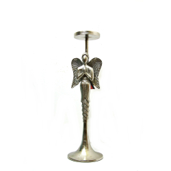Anioł metalowy Świecznik srebrny niklowany 66cm